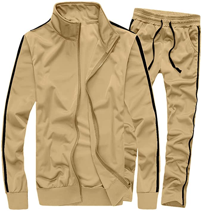 MACHLAB Men's Activewear Full Zip Warm Tracksuit Sports Set Casual Sweat Suit